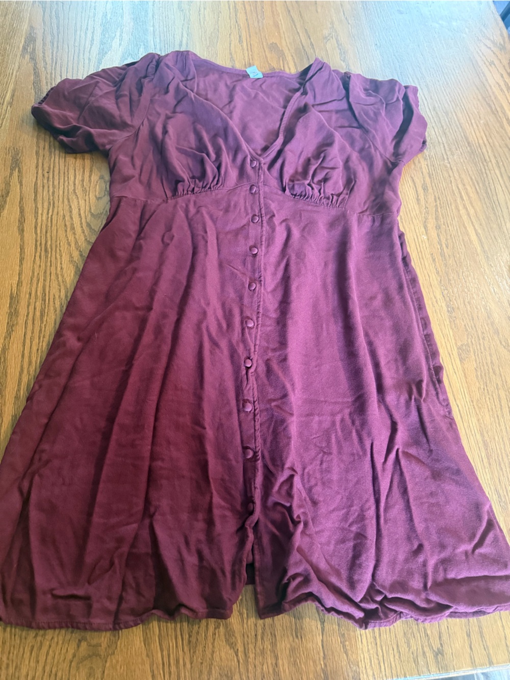 Women’s Button-Front Burgundy Dress